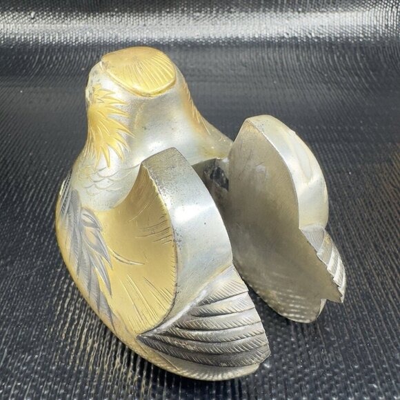 Antique Meiji Period Single Japanese Screen Holder Mandarin Duck Bird Gilt Heavy - Picture 10 of 11